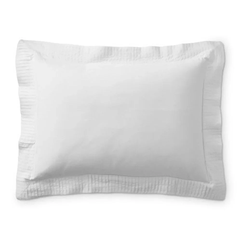 Williams Sonoma Pleated Border Euro Sham Solid White 100% Cotton 26